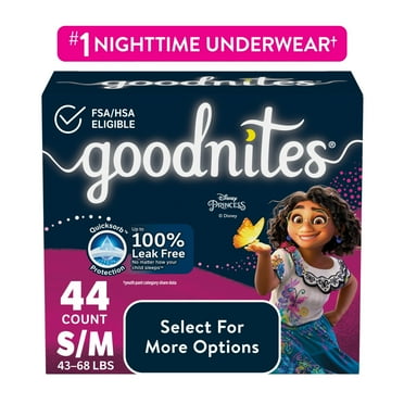 Goodnites Bedwetting Underwear for Girls, S/M (43-68 lbs), 44 Ct (Select for More)