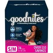 Goodnites Nighttime Bedwetting Underwear for Girls, Small 38-65 lbs., 74 Count