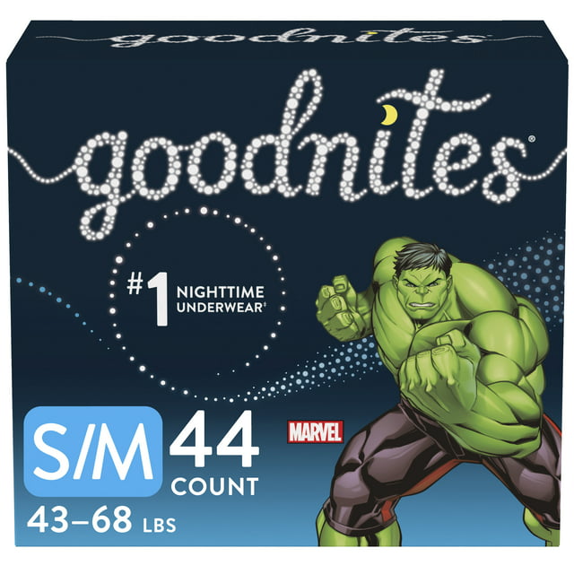 Goodnites Overnight Underwear for Boys, S/M (43-68 lb.), 44 Ct