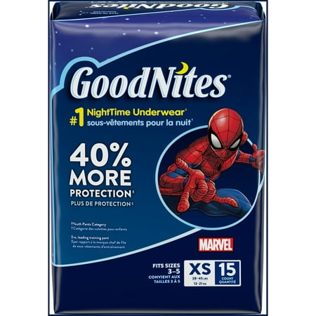 Goodnites Overnight Underwear for Boys, XS (28-43 lb.), 15 Ct