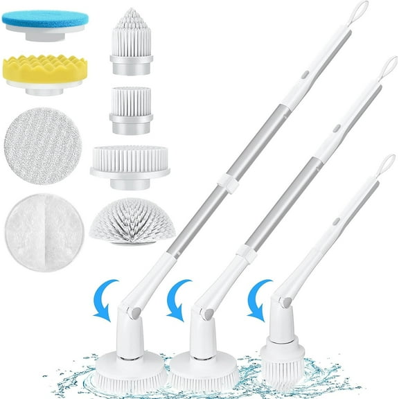 Goodpapa Electric Spin Scrubber C2 Cordless Shower Cleaning Brush with 8 Replaceable Brush Heads, 8-in-1 Set