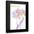 thumbnail image 1 of Goodrich, Chelsea 10x14 Black Modern Framed Museum Art Print Titled - Believe Unicorn, 1 of 5