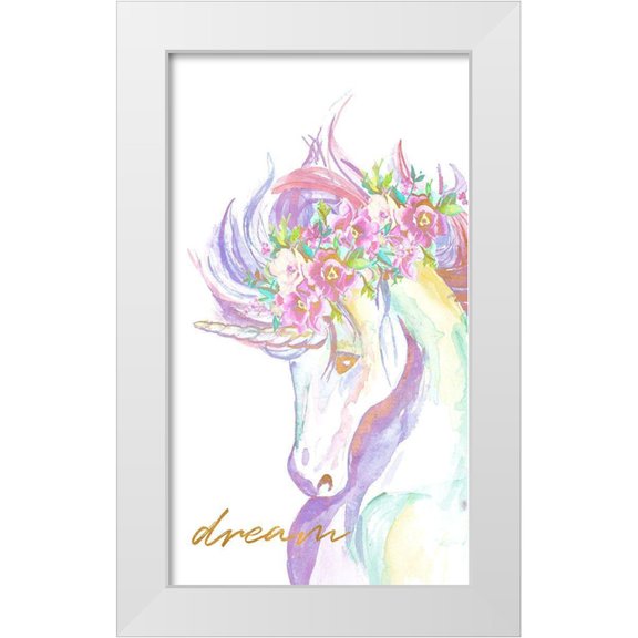 Goodrich, Chelsea 10x14 White Modern Wood Framed Museum Art Print Titled - Unicorn Wishes II