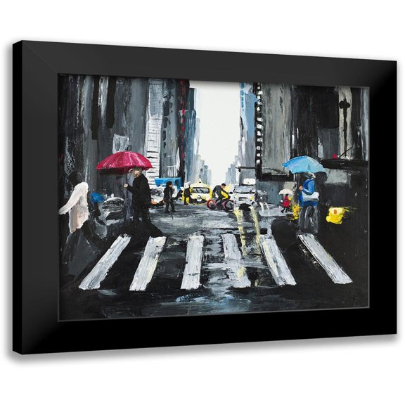 Goodrich, Chelsea 14x12 Black Modern Framed Museum Art Print Titled - NYC in the Rain
