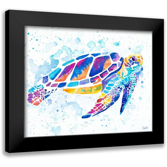 Goodrich, Chelsea 14x12 Black Modern Framed Museum Art Print Titled - Vibrant Sea Turtle