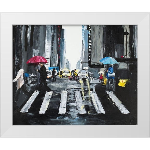 Goodrich, Chelsea 14x12 White Modern Wood Framed Museum Art Print Titled - NYC in the Rain