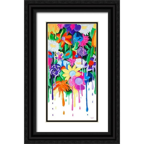 Goodrich, Chelsea 14x24 Black Ornate Wood Framed with Double Matting Museum Art Print Titled - Garden Drips