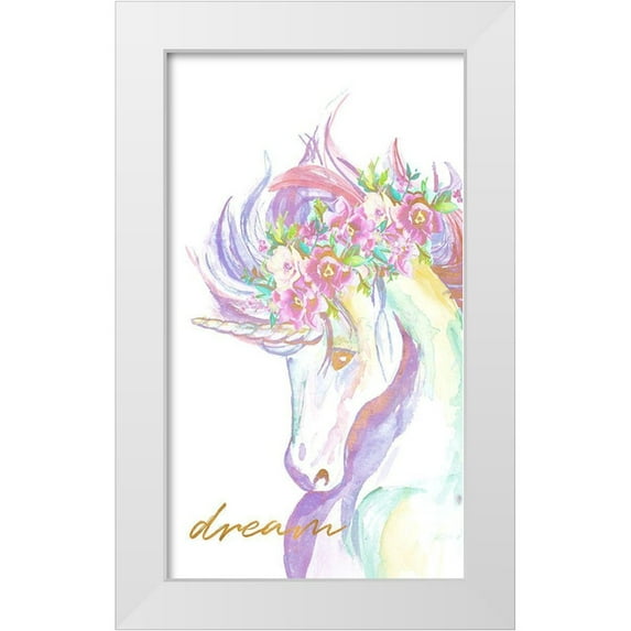 Goodrich, Chelsea 15x24 White Modern Wood Framed Museum Art Print Titled - Unicorn Wishes II
