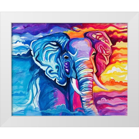 Goodrich, Chelsea 32x26 White Modern Wood Framed Museum Art Print Titled - Elephant in Vibrant Colors