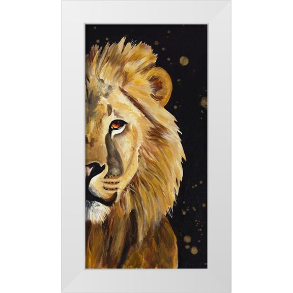 Goodrich, Chelsea 9x14 White Modern Wood Framed Museum Art Print Titled - Lion Half Face