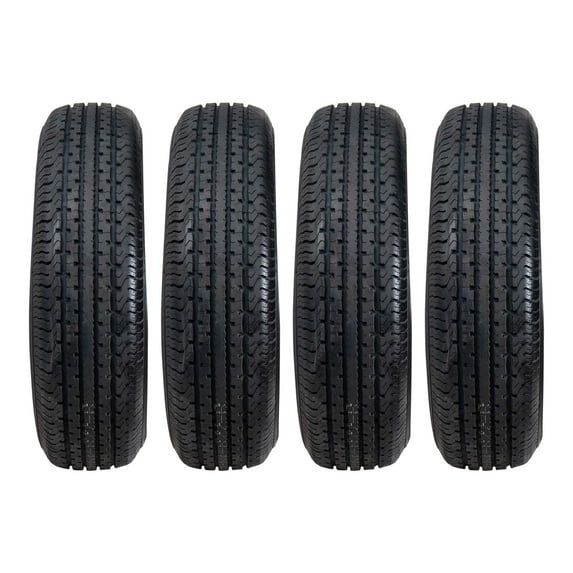 Set of (4) Trailquest 225/75R15 10 Ply Radial Trailer Tire - Load Range E, Speed Rating M (81 MPH), All Season, 1 Year Warranty