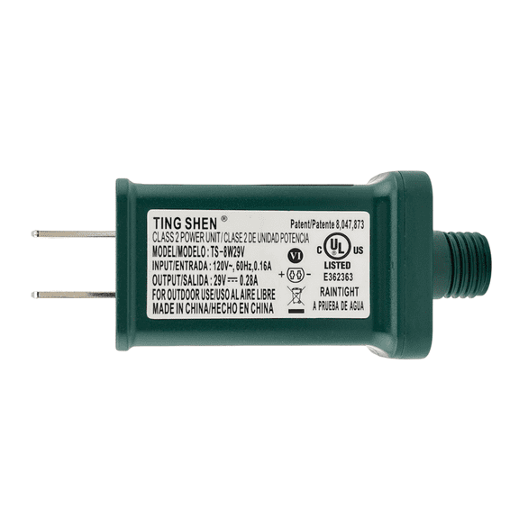 Goodsby Class 2 LED Transformer for Christmas X-Mas Tree Lights, Holiday Lighting, LED String Light 29V 0.28A Power Supply 8W Raintight US Plug Power Adapter UL-Listed TS-8W29V (Left Positive)