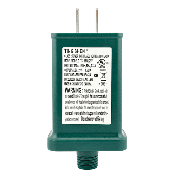 Goodsby Class 2 LED Transformer for Christmas X-Mas Tree Lights, Holiday Lighting, LED String Light 29V 0.621A Power Supply 18W Raintight US Plug Power Adapter UL-Listed TS-18WL29V (Left Positive)