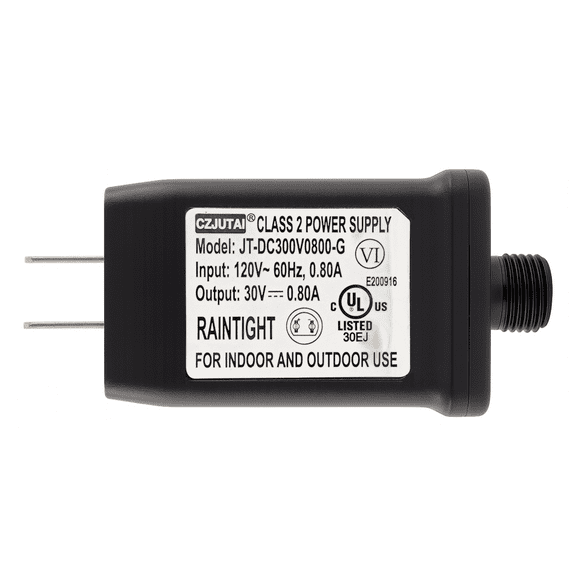 Goodsby Class 2 LED Transformer for Christmas X-Mas Tree Lights, Holiday Lighting, LED String Light 30V 0.80A 24W Power Supply Raintight 5/8in US Plug Power Adapter UL-Listed JT-DC300V0800-G