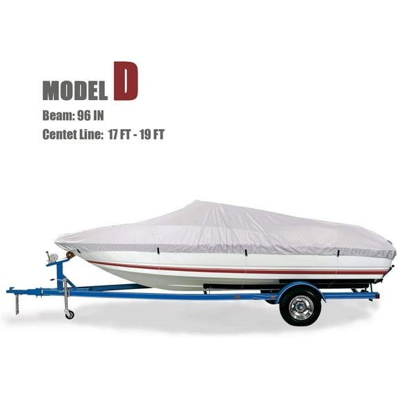 Goodsmann 300 Denier boat cover, Silvery gray ,water resistant,weather protection,trailerable,9921-0122-24 (D Fits 17-19 V-Hull Boats,Beam width to 96)