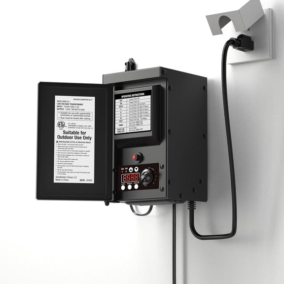 Goodsmann 300 Watts Low Voltage Transformer with Sensor and Weather Shield 120V Input 12V Output