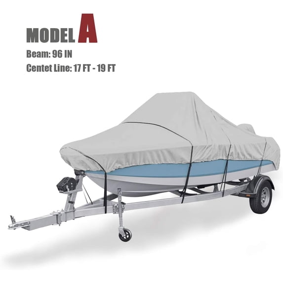 Goodsmann 600 Denier boat cover, water resistant, weather protection, trailerable,Silver Poly, Center Console Covers 9921-0132-31(A Fits 17-19 V-Hull Boats, Beam width to 96)