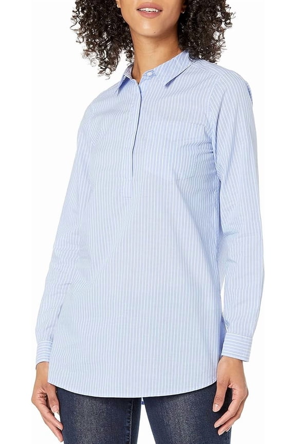 Goodthreads Women's Lightweight Cotton Long Sleeve Popover Tunic, Small