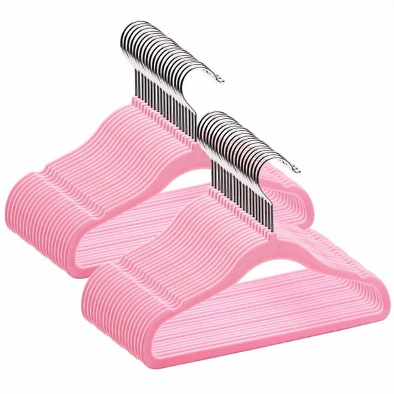 Northern Brothers 50 - Pack Non - Slip Velvet Baby & Kids Hangers, Pink