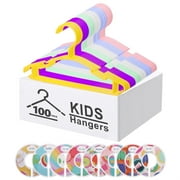 Northern Brothers Baby Hangers 100 Pack, Kids Nursery Closet Organizers with Anti-Slip Dividers, Multicolor (1-Tier, Space-Saving)