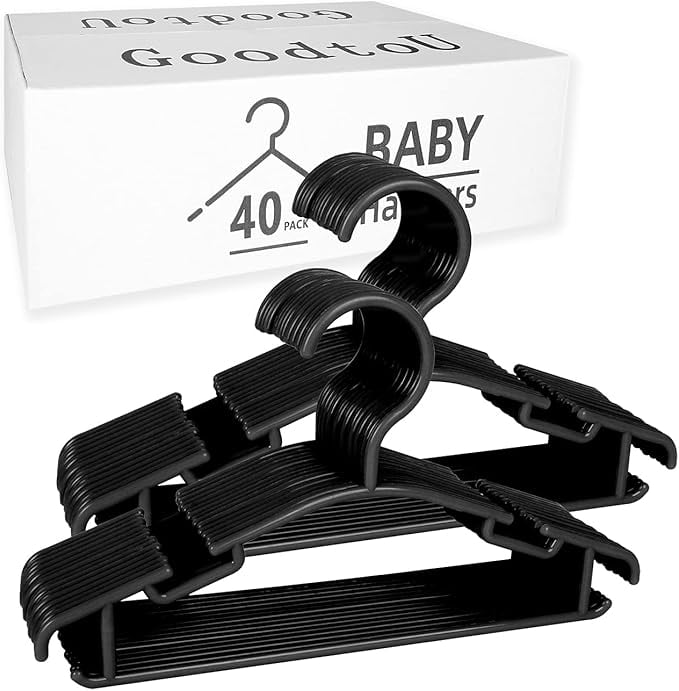 GoodtoU Kids Hangers Children Hangers Kid Coat Hangers Bulk Black Baby Hangers Plastic Infant
