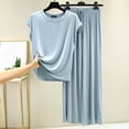 thumbnail image 1 of Goodtrade8 2 Piece Women Pajama Set Soft Crew Neck Casual Short Sleeve Solid Color Sleepwear Womens Pjs, 1 of 5