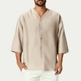 thumbnail image 1 of Goodtrade8 3/4 Sleeve T-Shirts for Men Summer Button Casual Button up Button up V-Neck Mens Shirts Outdoor, 1 of 8