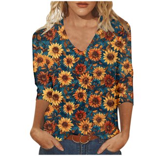 トップス flower print sheer shirt / yellow / S Daisies Yellow White Flowers Print Women's T-Shirt Ledies