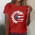 thumbnail image 1 of Goodtrade8 American Flag Shirts for Women 4th of July Short Sleeve Pullover Summer Red White and Blue Red White and Blue Casual , Independence Day Crew Neck Juniors Tops Fashion, 1 of 5