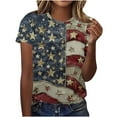 thumbnail image 1 of Goodtrade8 American Flag T Shirts for Women 4th of July Summer Pullover Red White and Blue Graphic Short Sleeve Plus Size Casual , Fashion Crew Neck Womens Tops Red White and Blue, 1 of 4