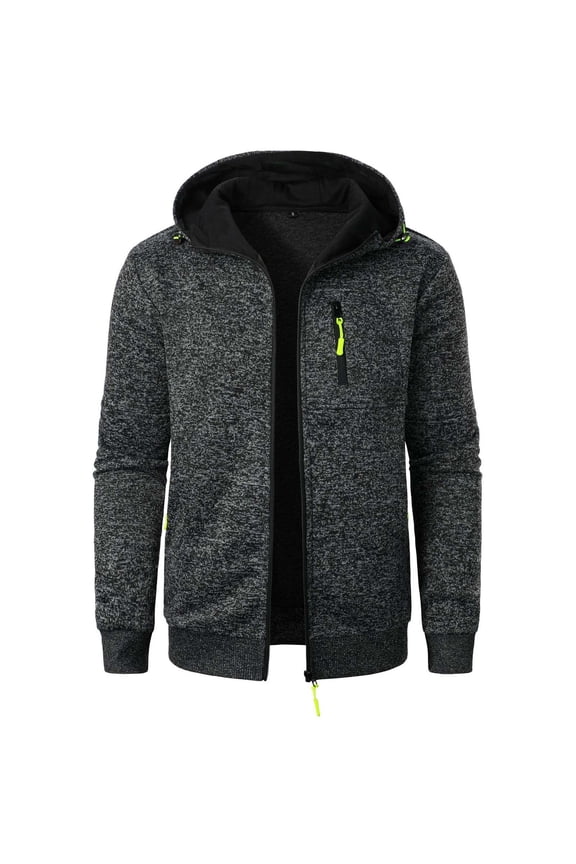 Athletic Jackets for Men Outwear Winter with Pockets Long Sleeve Hooded Warm Solid Color Mens Coats