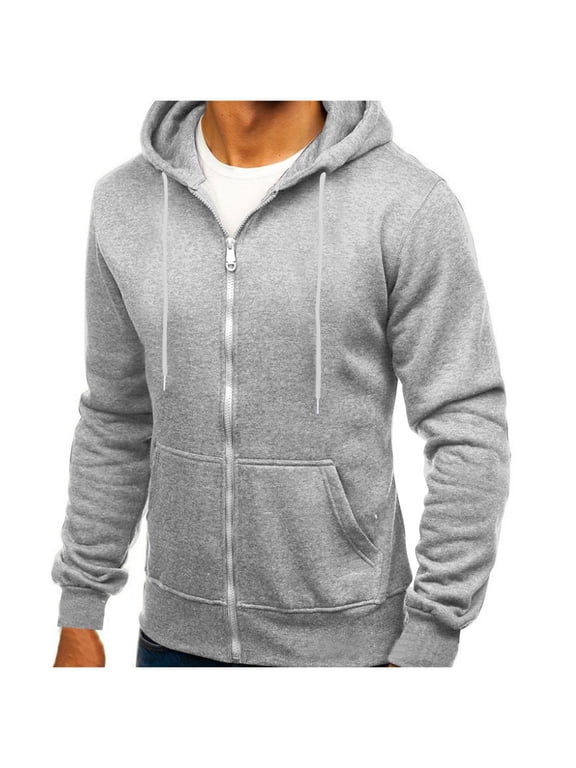 Big Mens Jackets Zip up Athletic Hooded Long Sleeve Pocket Plain Coats for Men