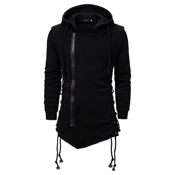 Goodtrade8 Big Mens Jackets Zip up Casual Hooded Plain Long Sleeve Hooded Winter Coats for Men
