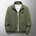 thumbnail image 1 of Goodtrade8 Big Mens Jackets Zip up Warm Fleece Jackets Green Pocket Casual Plain Stand Collar Mens Coats Big and Tall, 1 of 9
