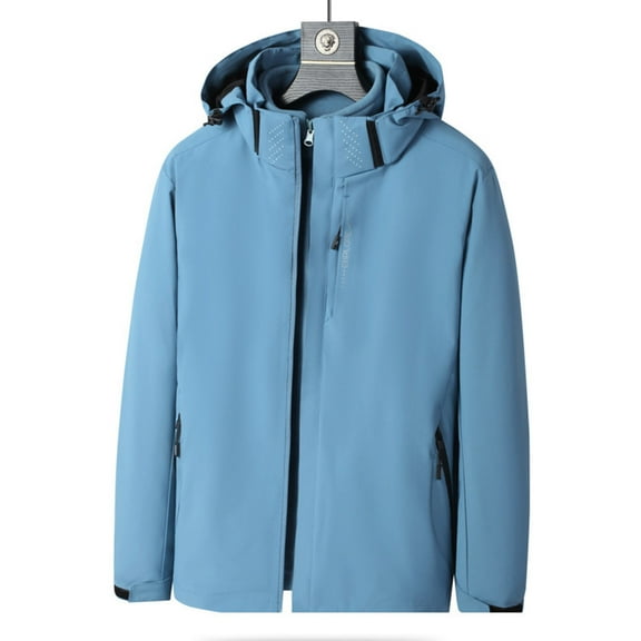 Goodtrade8 Big Mens Jackets Zip up Windbreaker Hooded Athletic Pocket Long Sleeve Plain Winter Coats for Men