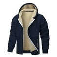 thumbnail image 1 of Goodtrade8 Big and Tall Jackets for Men Hooded Outwear Solid Color Thick Fleece Winter Warm Long Sleeve Mens Coats, 1 of 4