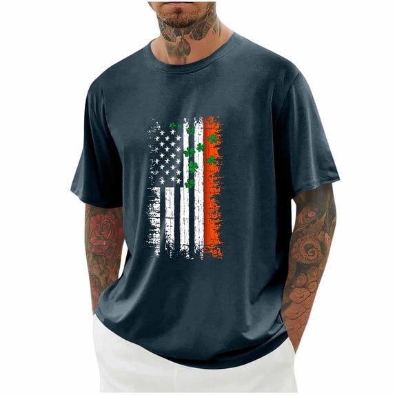 Goodtrade8 Big and Tall Men's St.Patrick's Day Shirts Green Gifts Crew Neck Casual Short Sleeve Printed Shirts Tops
