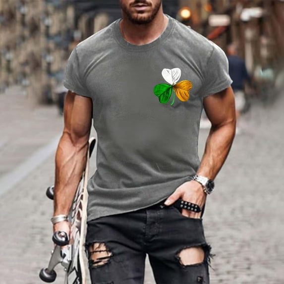 Goodtrade8 Big and Tall Men's St.Patrick's Green Casual Printed Crew Neck Short Sleeve T-Shirts for Men