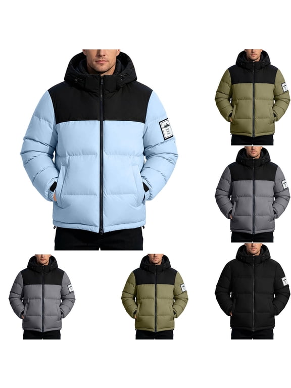 Big and Tall Mens Jacket Hooded Waterproof Long Sleeve Warm Solid Color Windproof Casual Winter Mens Coats