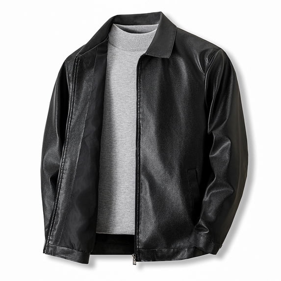 Goodtrade8 Big and Tall Mens Jacket Zip up Bomber Jacket Plain Long Sleeve Oversize Collared Casual Winter Mens Coats