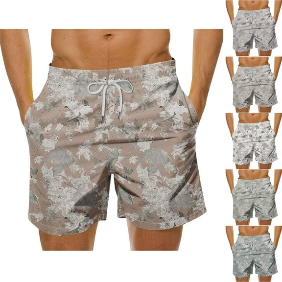 Goodtrade8 Big and Tall Mens Shorts Beach Pocket Swimming Drawstring Casual Vacation Print Hawaiian Mens Shorts