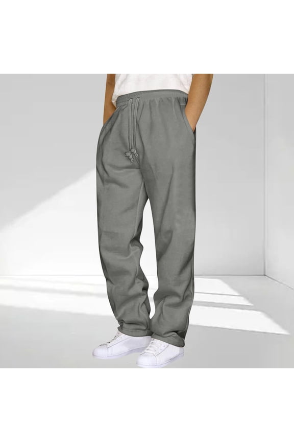 Big and Tall Sweatpants for Men Open Bottom with Pockets Athletic Baggy Joggers Gym Activewear Straight Leg Pants for Men Work