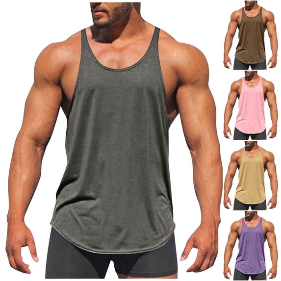 Goodtrade8 Big and Tall Tank Tops for Men Cotton Casual Tshirts Breathable Sleeveless Undershirts Summer Plain Stretch Mens Athletic Shirts Crew Neck