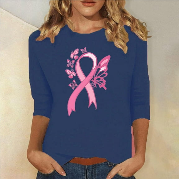 Goodtrade8 Blouse Shirts for Women Holiday Pullover 3/4 Sleeve Crew Neck Dressy Womens Tops Fashion