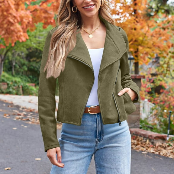 Goodtrade8 Bomber Jacket Pocket Button Coats for Women Winter Plain Long Sleeve Lapel Casual Womens Tops for Winter