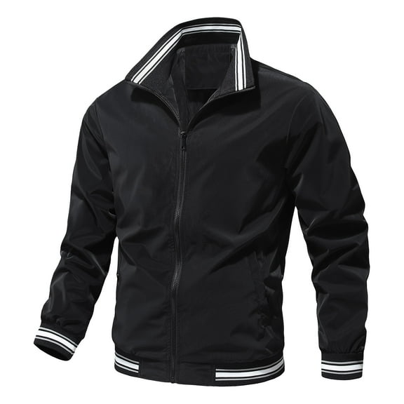 Goodtrade8 Bomber Jacket Pocket M-7XL Zip up Mens Jackets Lapel Casual Long Sleeve Plain Mens Coats Big and Tall