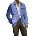 thumbnail image 1 of Goodtrade8 Button Cardigan Lapel Striped Big Mens Jackets 100% Cotton Long Sleeve Pocket Casual Mens Coats, 1 of 5