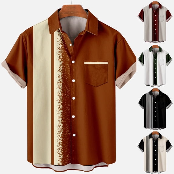 Goodtrade8 Button down Shirts for Men Polo Work Dress Shirts Collar Pockets Casual Gift for Men Summer Short Sleeve Mens T-Shirts Camisas de Hombre