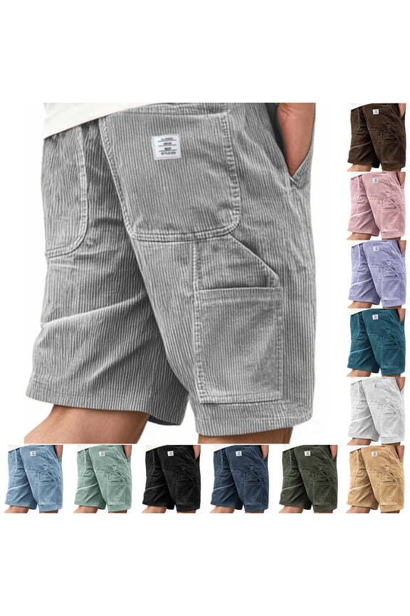 Cargo Shorts for Men Relaxed Fit Big and Tall with Zipper Button Gym Casual Pockets Solid Color Mens Shorts