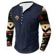 thumbnail image 1 of Goodtrade8 Casual Fall Tops for Men Plus Size Button Crew Neck Long Sleeve Navy Printed Mens Shirts Plus Size, 1 of 4
